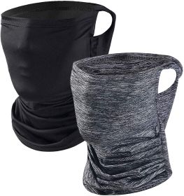 Neck Gaiters with Ear Loops [2 Pack] Ice Silk UV Protection Summer Cool Breathable Reusable Bandanas for Women Men