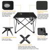 Portable Folding Camp Table 18.5"×18.5" – Ultralight 2 lb, 44 lb Load, 600D Oxford Top, Built-in 2 Cup Holders, Pop-Up Setup
