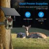 4G 4K 30FPS Solar Trail Camera Outdoor Wildlife Camera Motion Activated IP66 Waterproof with 140ºViewing Angle No Glow Night Vision SIM Card APP Contr